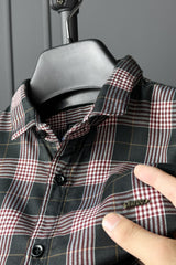 Turbo Plaid Pattern Creation Long Sleeve Cotton Casual Shirt