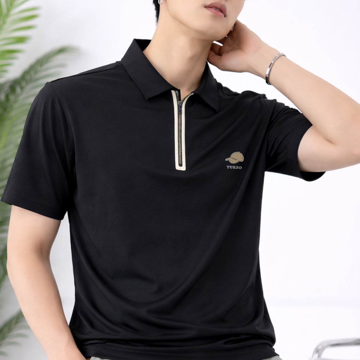 Turbo Embroidered Emblem Polo T-Shirt
