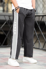 Turbo Panel Typography Micro Loose fit Trouser in Black