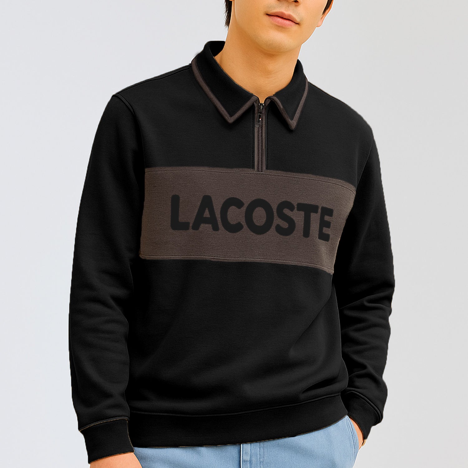 Lcste Color-Block Panel Imported Men's Sweatshirt