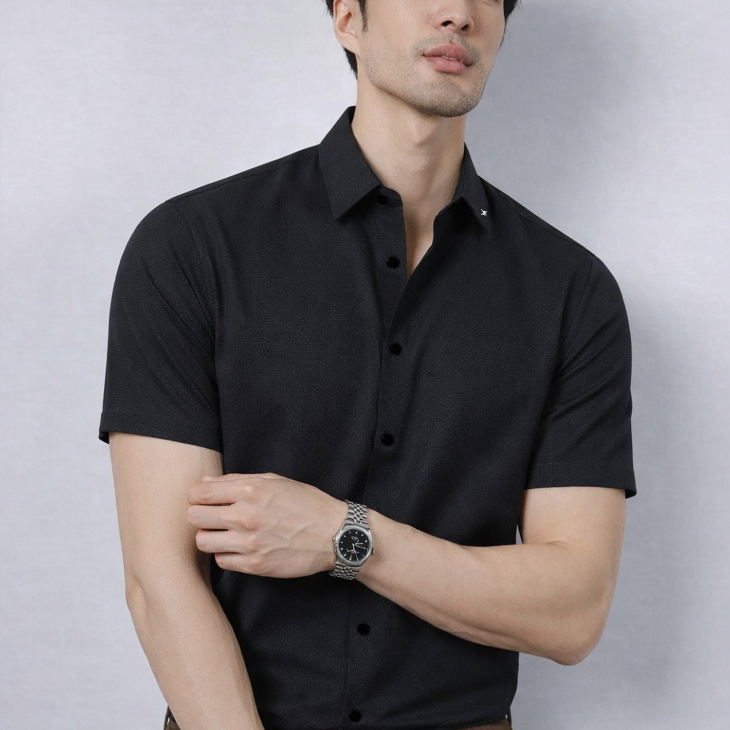 Turbo Textured Finish Button Down Silk Casual Shirt*