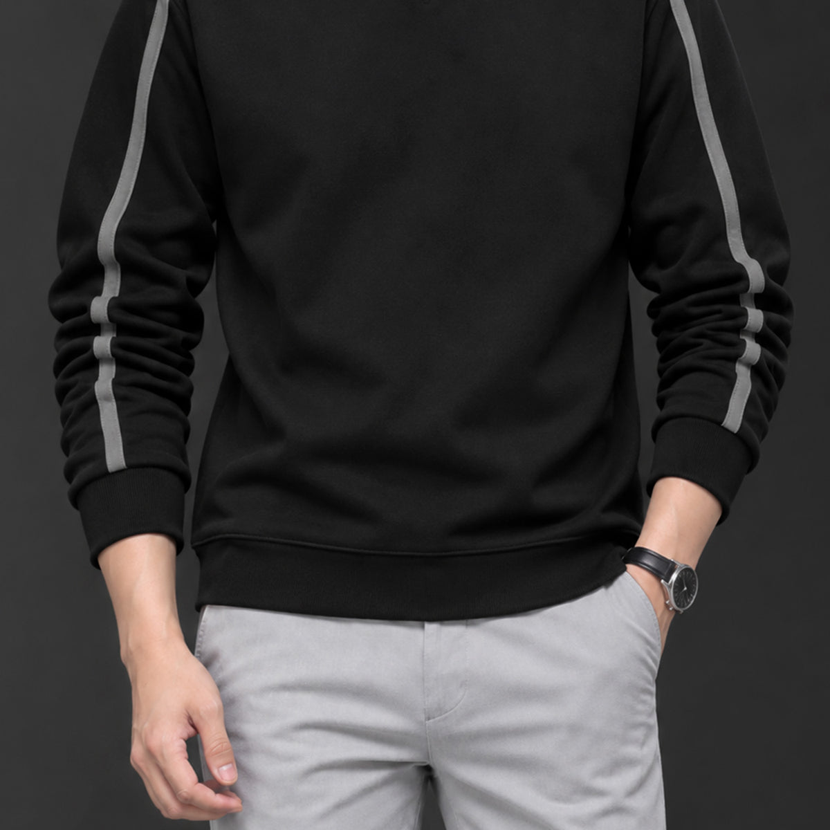 Turbo Minimal Piping Imported Round Neck Men's Sweatshirt