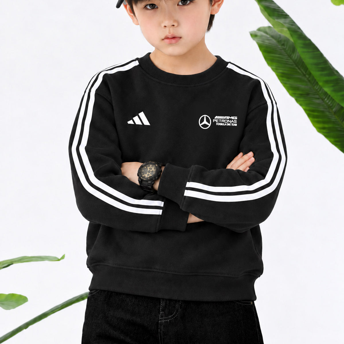 Adds Blokecore Aesthetic Quarter Round Neck Kid's Sweatshirt In Black