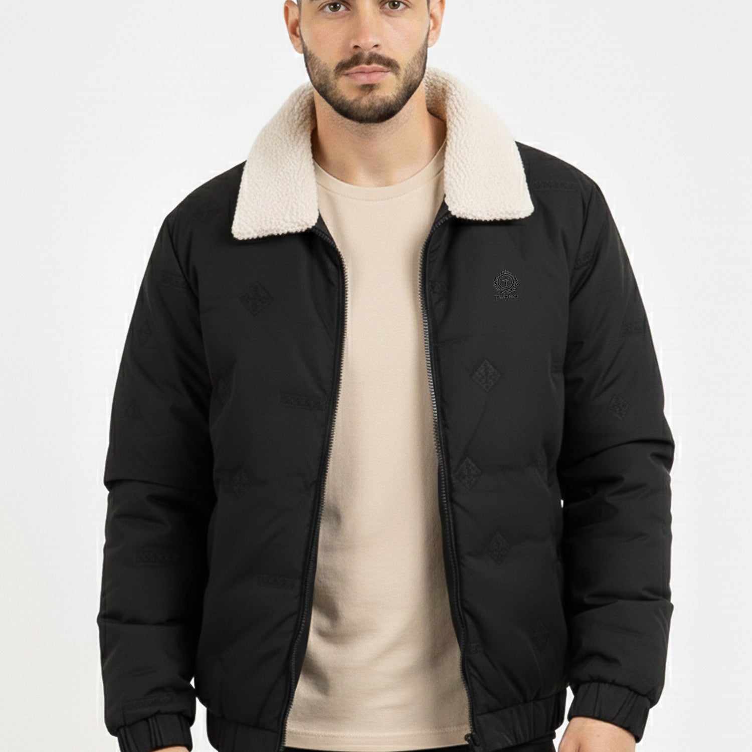 Synthetic Sherpa Collar Men's Imported Puffer Jacket