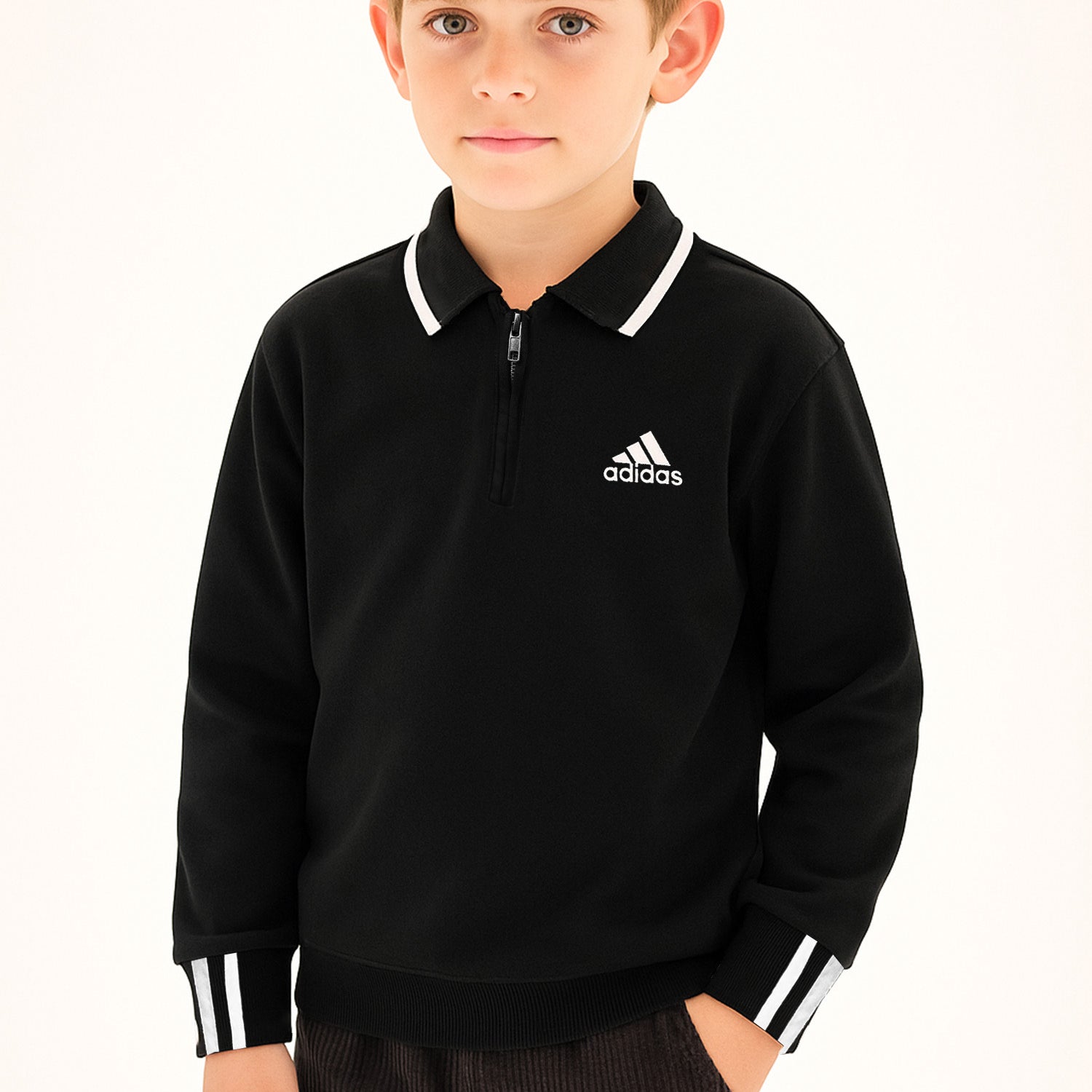 Adds Arm Rib Stripes Unisex Kids SweatShirt