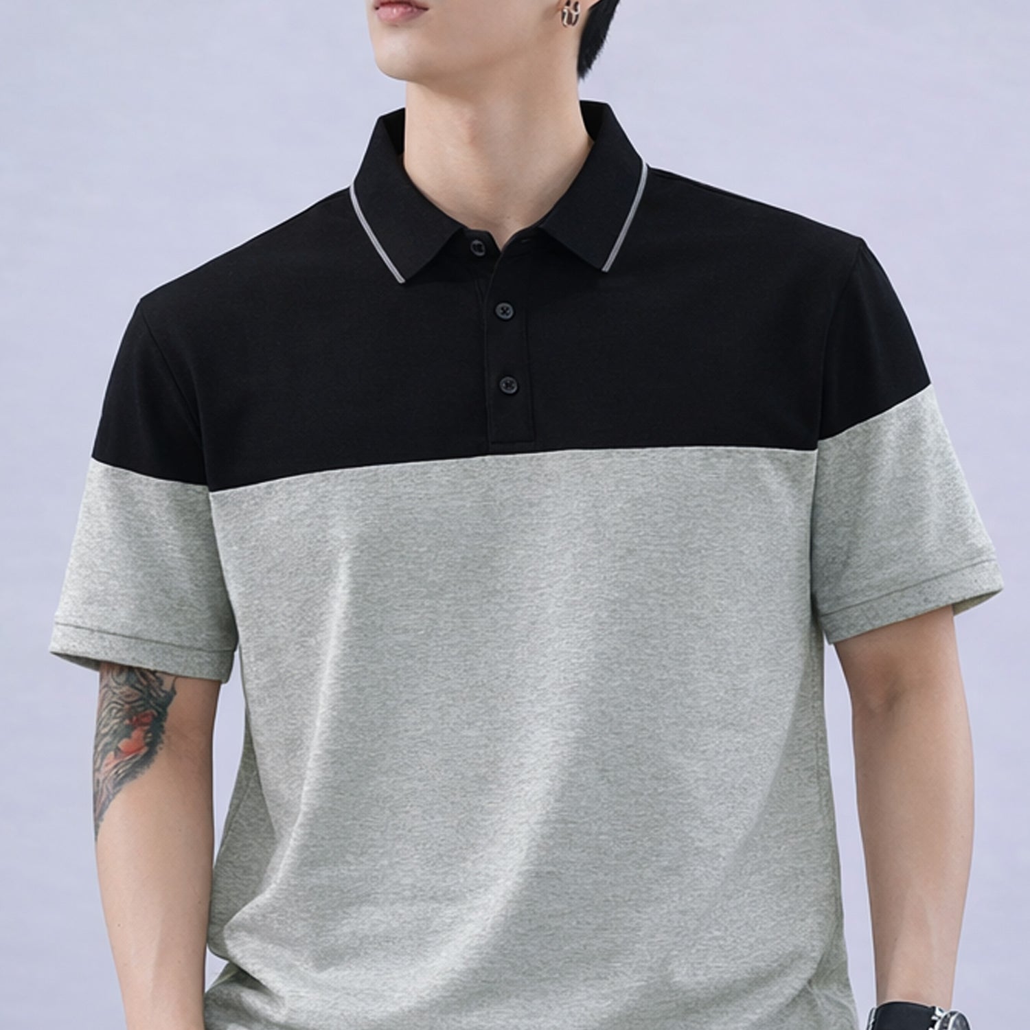 Turbo Color-Blocked Panel Style Men's Polo T-Shirt