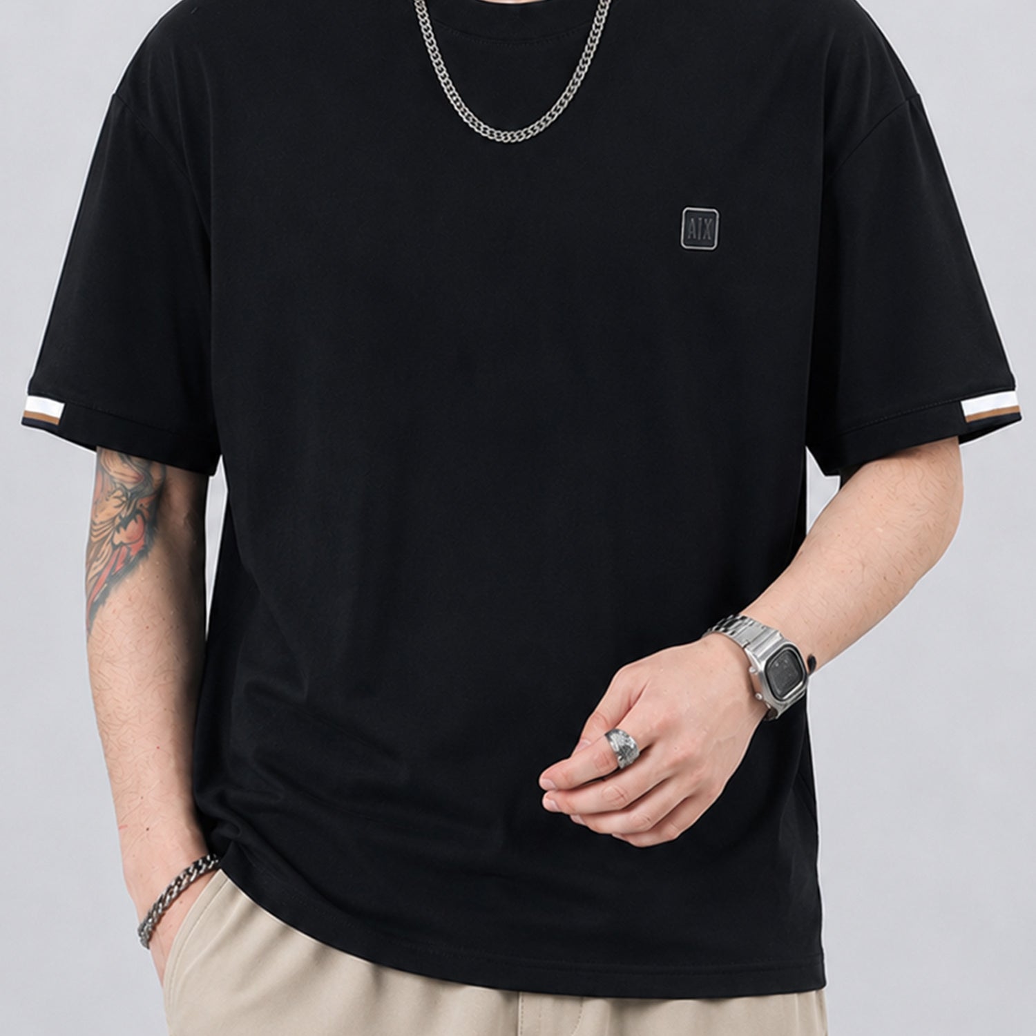 Armni Excnge Striped Sleeve Men's T-Shirt