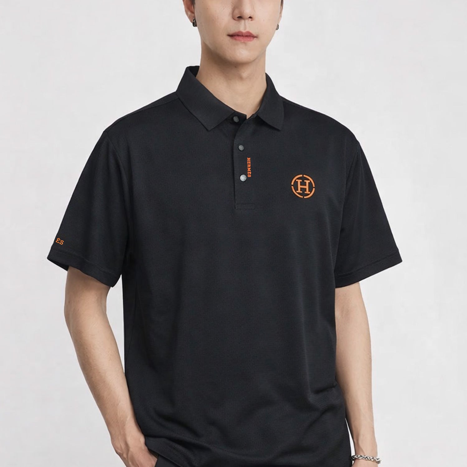 Hrms Orange Accent Logo Style Men's Polo Shirt