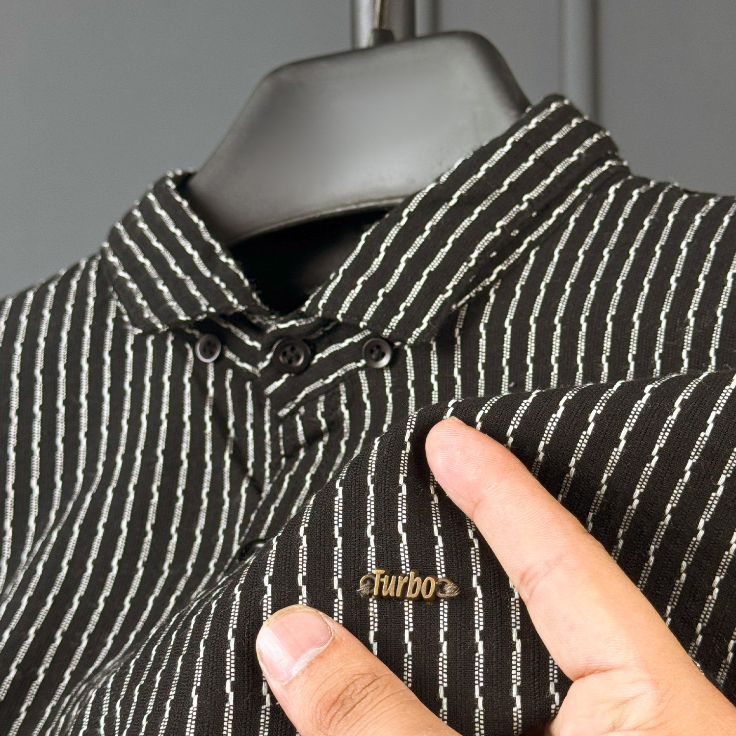 Turbo Lining Check Creation Long Sleeve Cotton Casual Shirt
