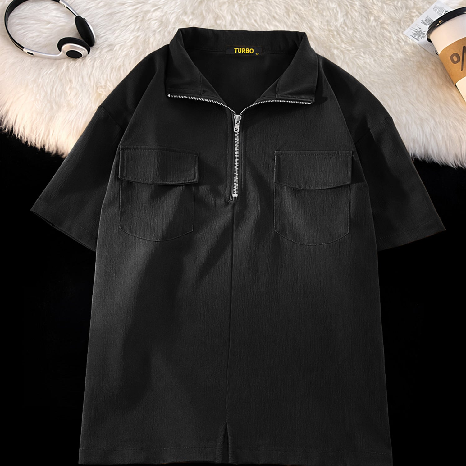 Turbo Long Zip Style Men's Polo T-Shirt