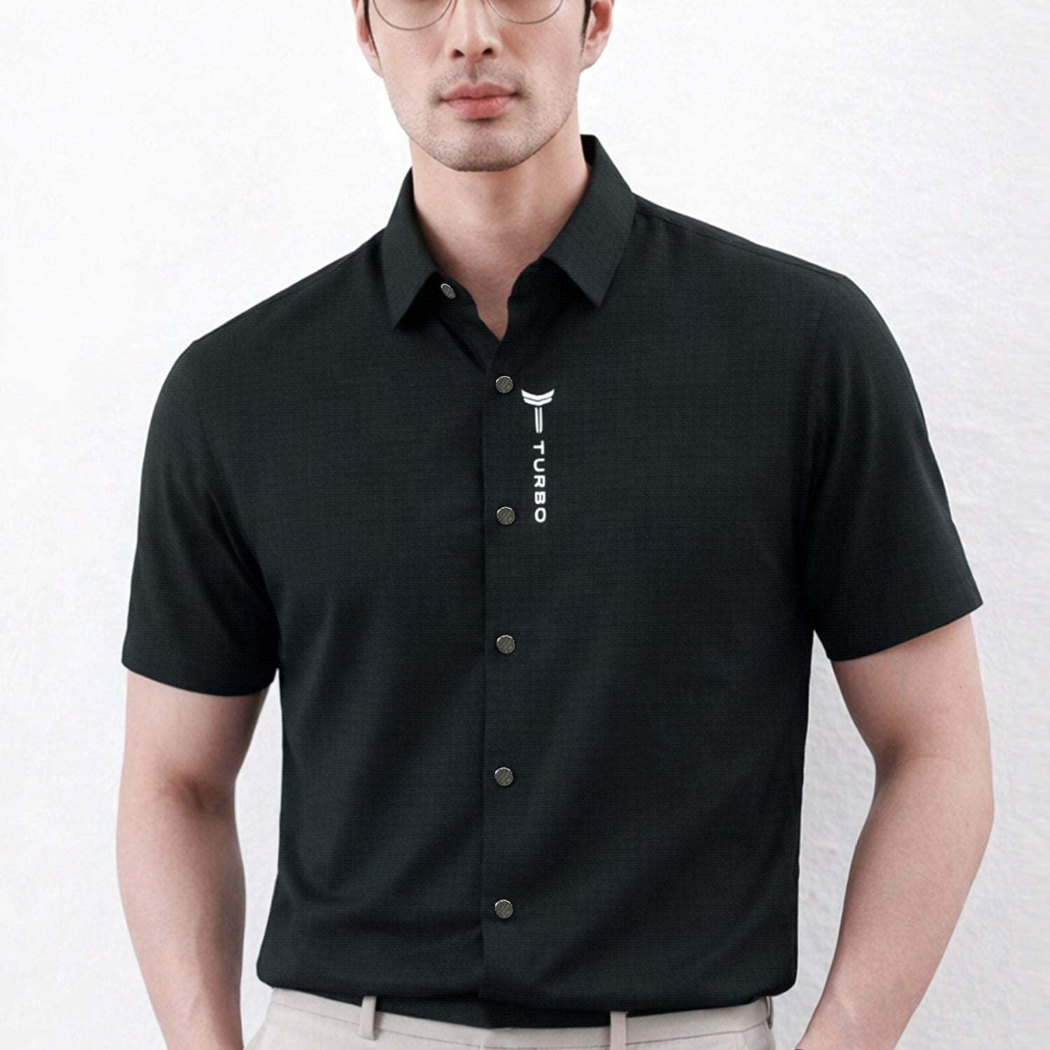 Turbo Waffle Motif Elegant Casual Shirt*