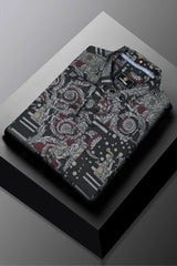 Turbo Retro Flower Motif Long Sleeve Cotton Casual Shirt