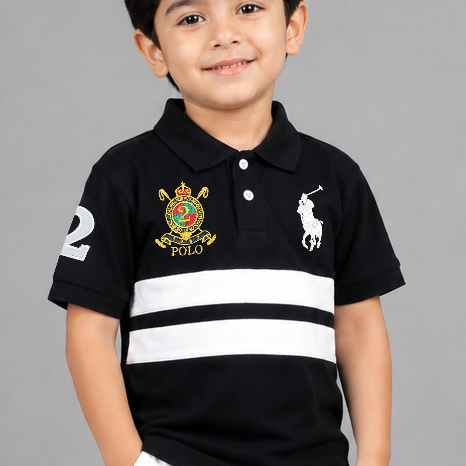 Plo Rph Lren Custom Slim Fit Crest Mesh Kids Polo Shirt
