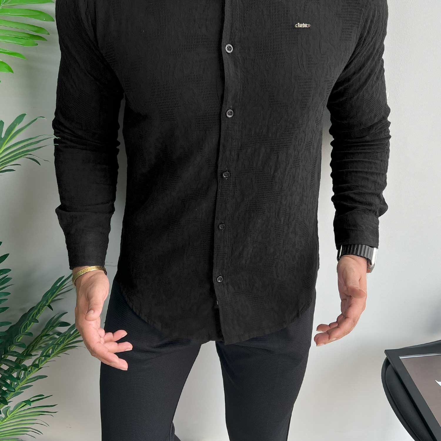 Turbo Vintage Patterend Long Sleeve Cotton Casual Shirt