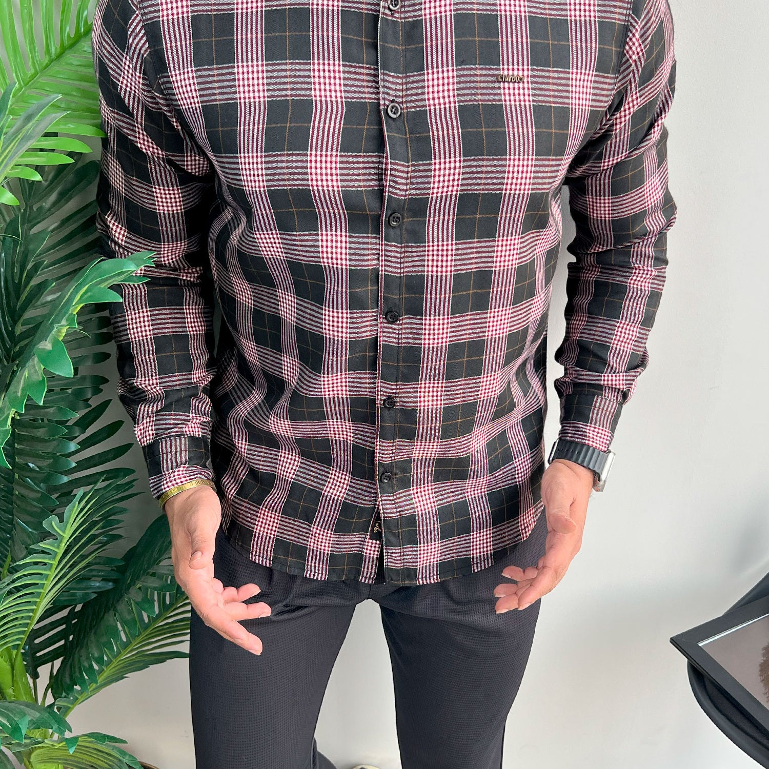 Turbo Plaid Pattern Creation Long Sleeve Cotton Casual Shirt