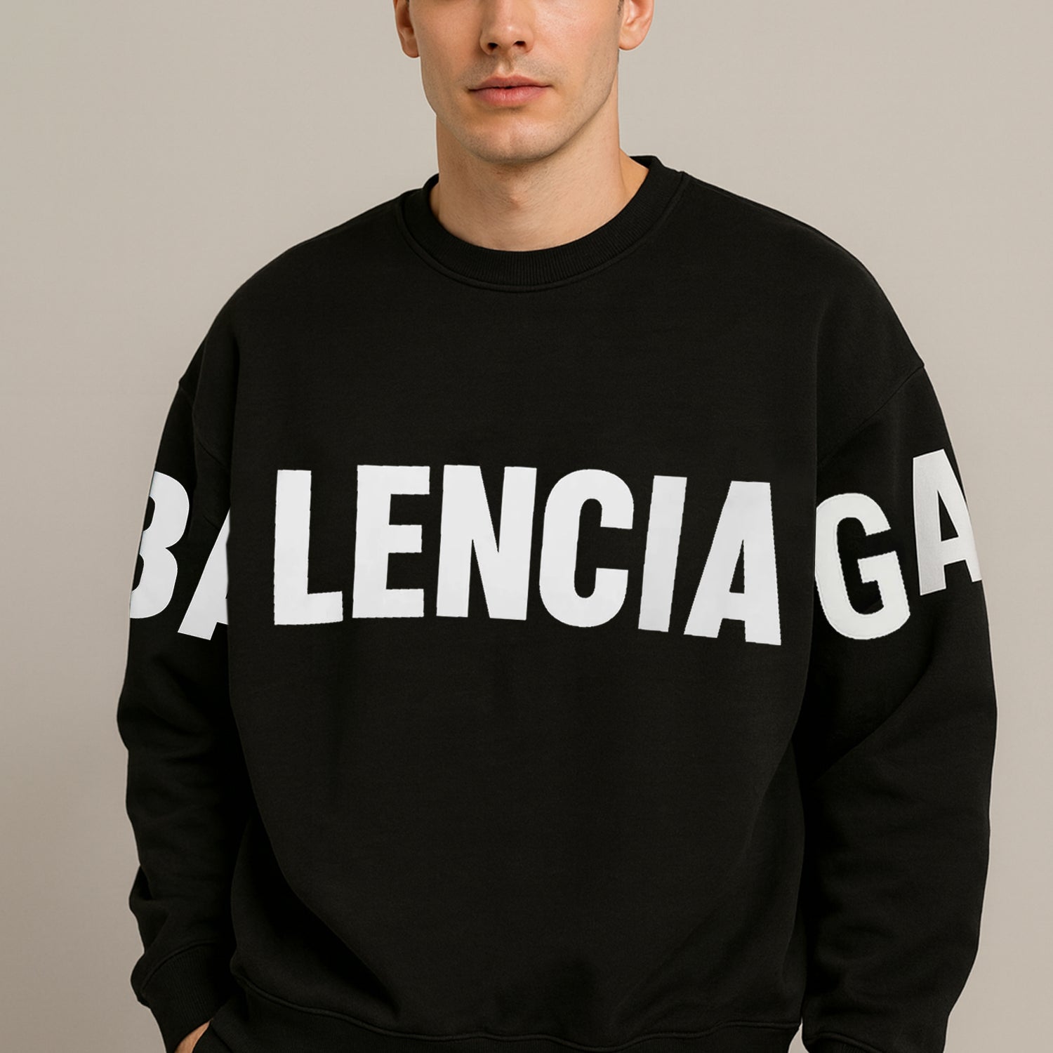 Blncaga Typography Signature Round Neck Men's Sweatshirt In Black
