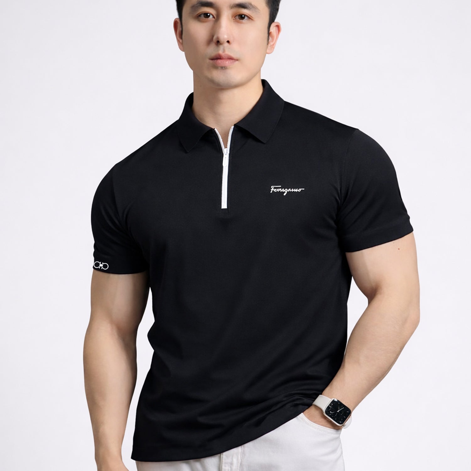 Fergmo Zipper Closure Style Men's Polo Shirt