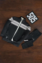 Turbo Color-Block Panel Standing Collar Zipper Tracksuit