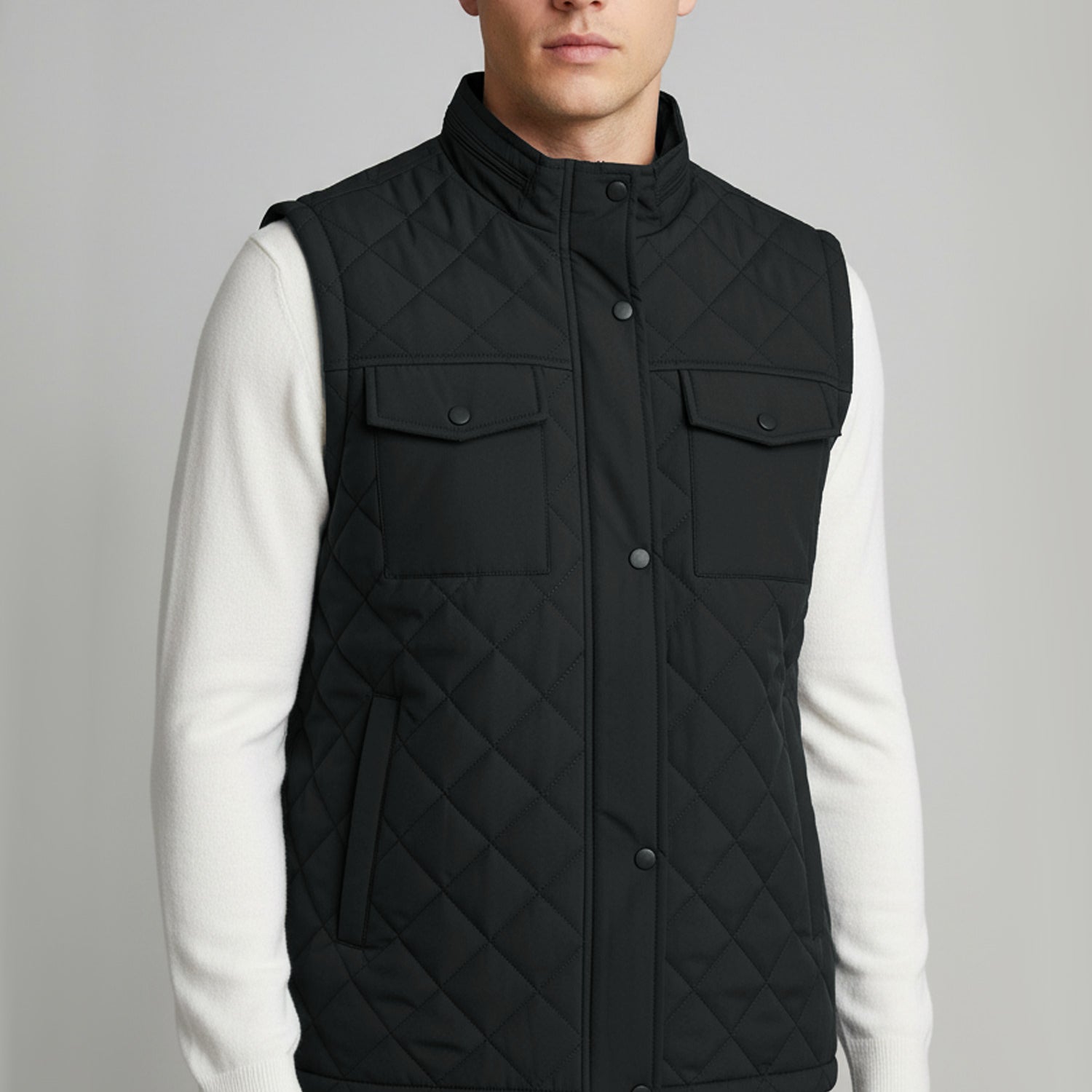 Funnel Neck Quilted Imported Men's Gilet