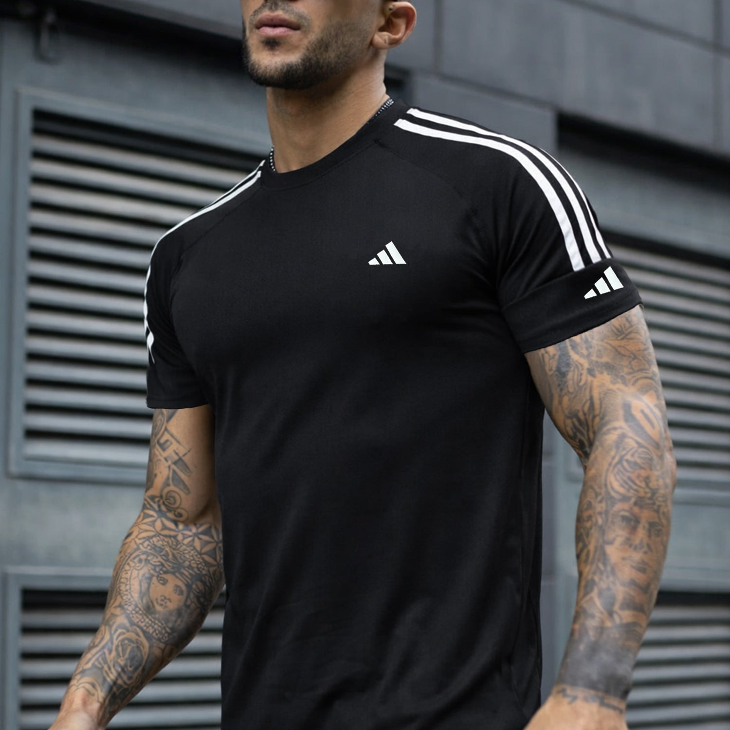 Adds Shoulders 3 Stripe Style Imp Dry-Fit Tee