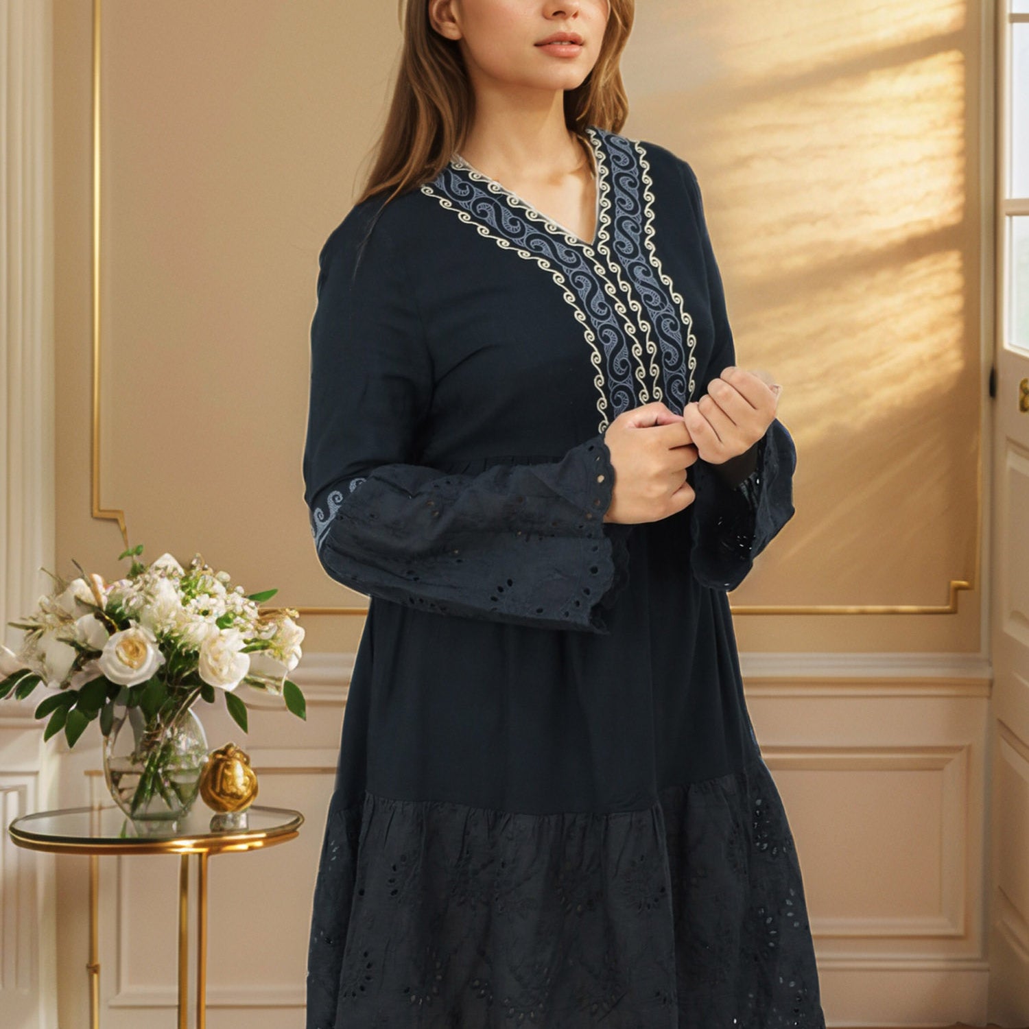 Embroidered Design Sewing Pattern Turkish Imported Top