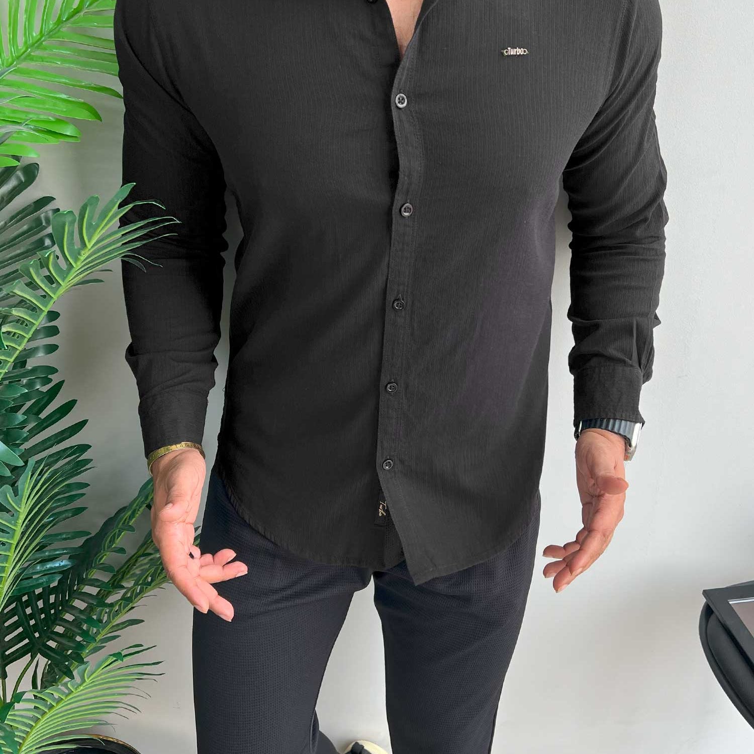 Turbo Self Lining Long Sleeve Cotton Casual Shirt