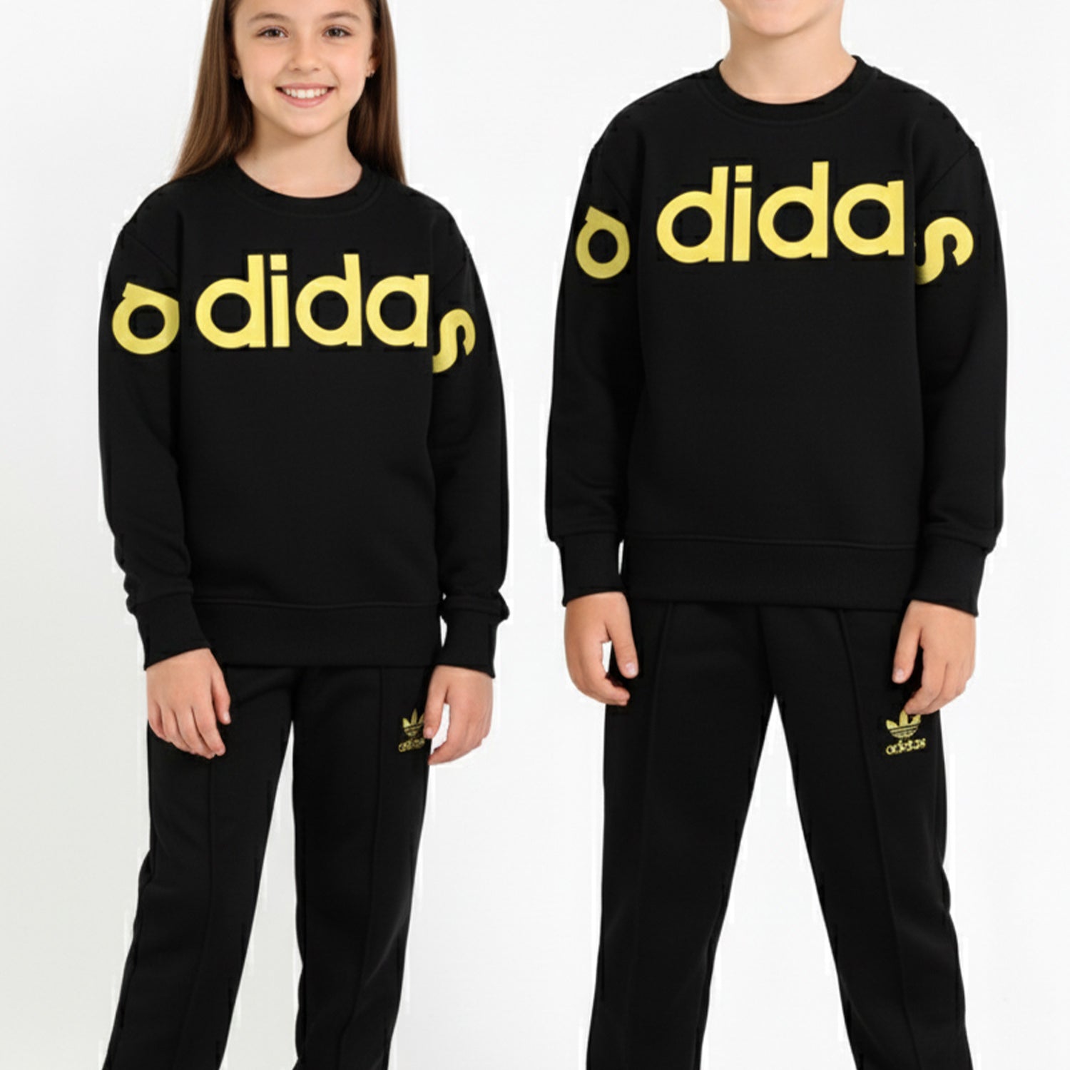 Adds Drop Shoulder Quick-Dry Unisex Younger Kids Tracksuit In Black
