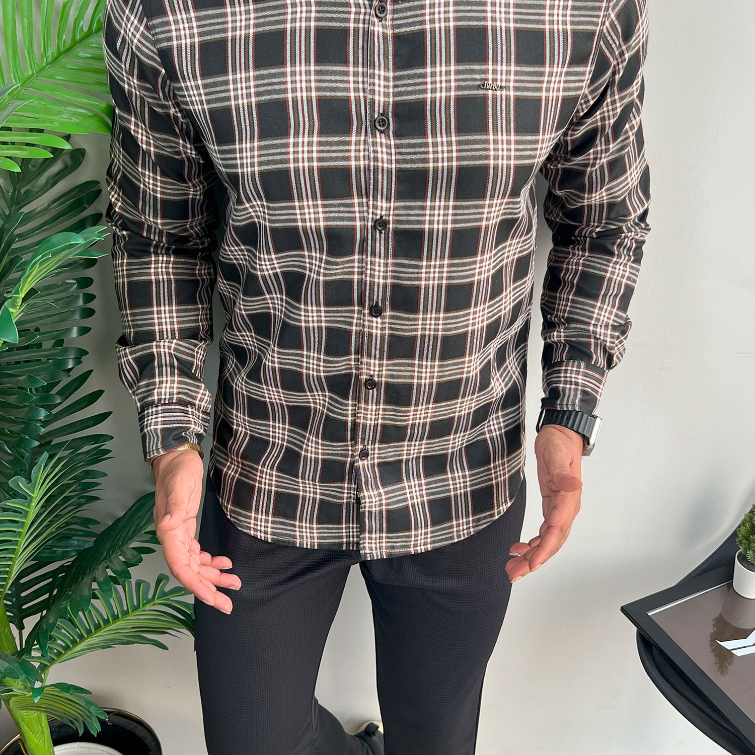 Turbo Tattersall Checkered Long Sleeve Cotton Casual Shirt