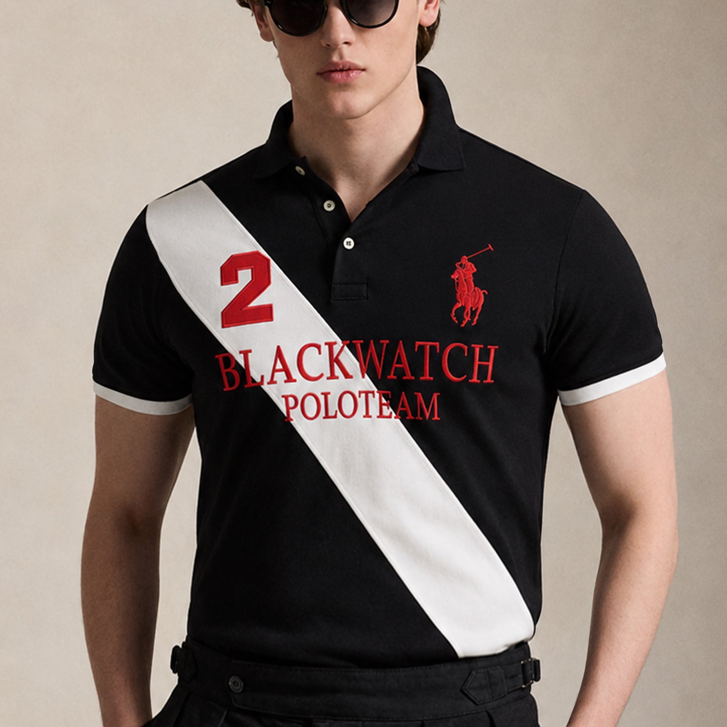 Plo Rph Lren Prominent Diagonal Stripe Men's Polo Shirt