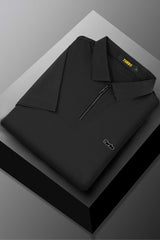 Turbo Signature Script Zip-Placket Men's Polo Shirt