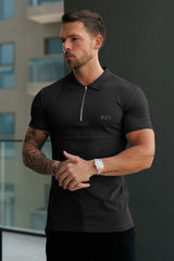 Turbo Signature Script Zip-Placket Men's Polo Shirt