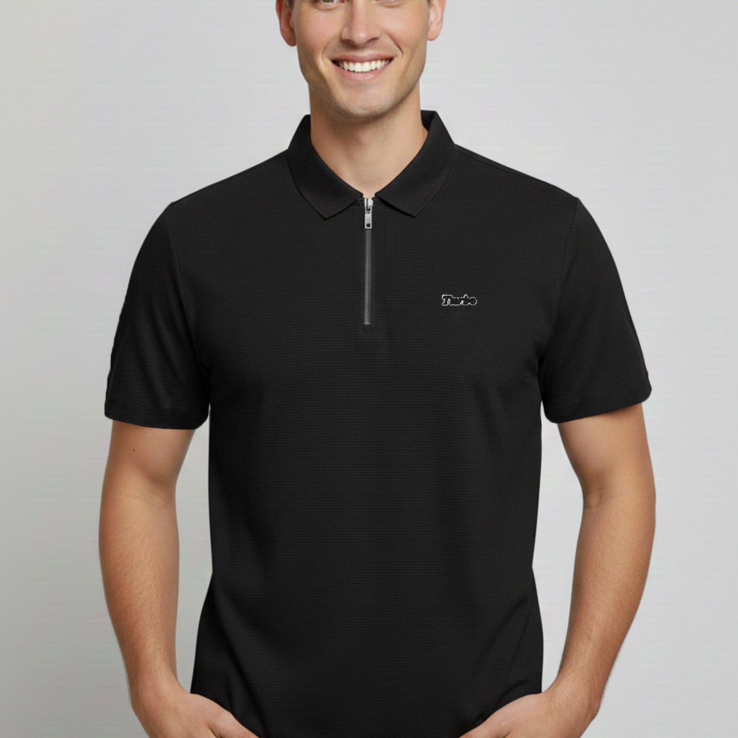 Turbo Fashion Transmission Zip Collar Men's Polo Shirt