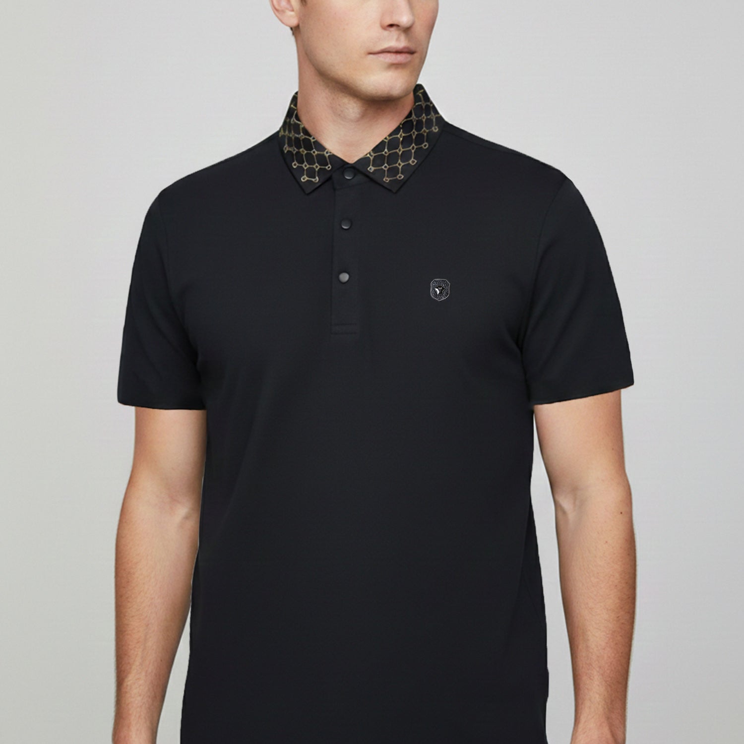 Turbo Diamond Motif Collar Stitchless Men's Polo Shirt