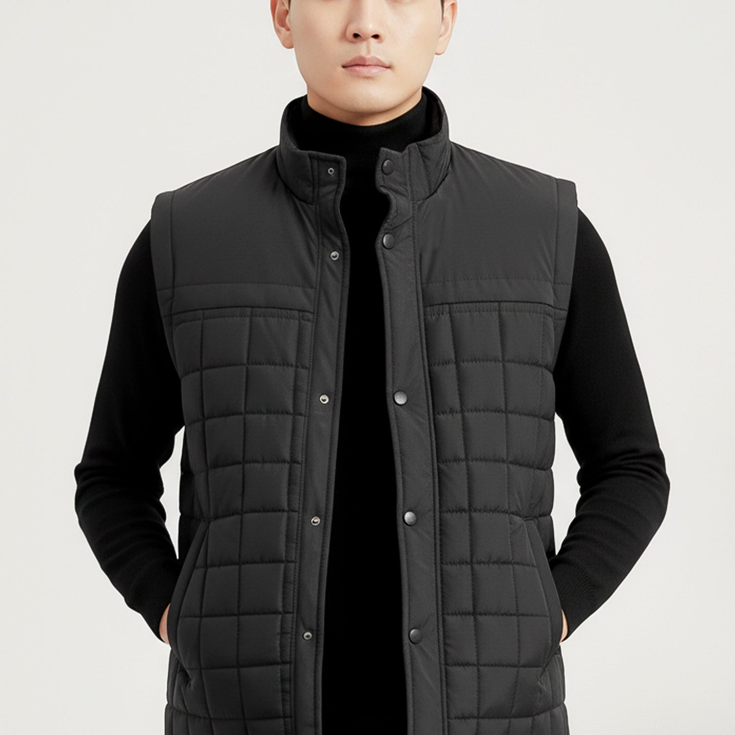 Quilted Design, Stand-up Collar Men's Gilet
