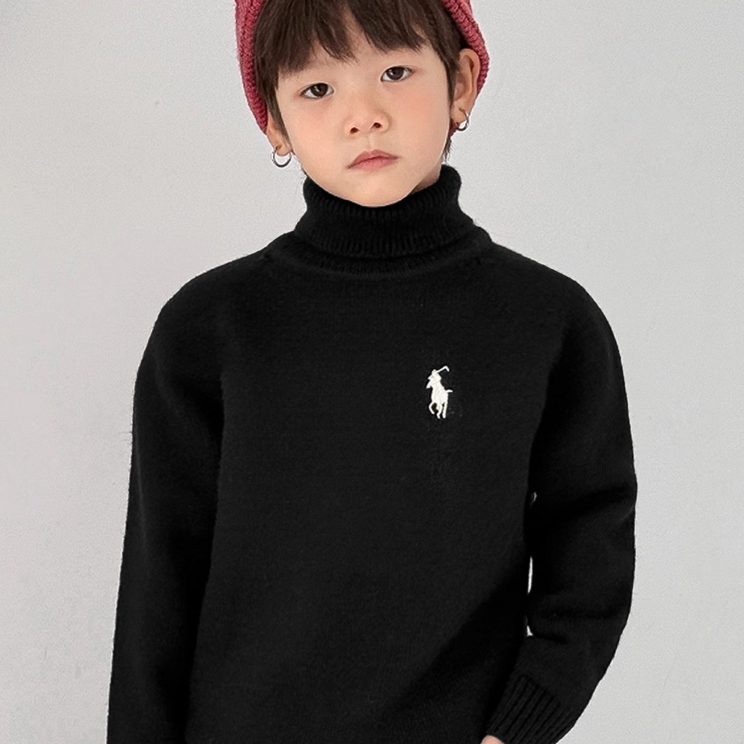 Polo Plain Pattern Imported Kids High Neck