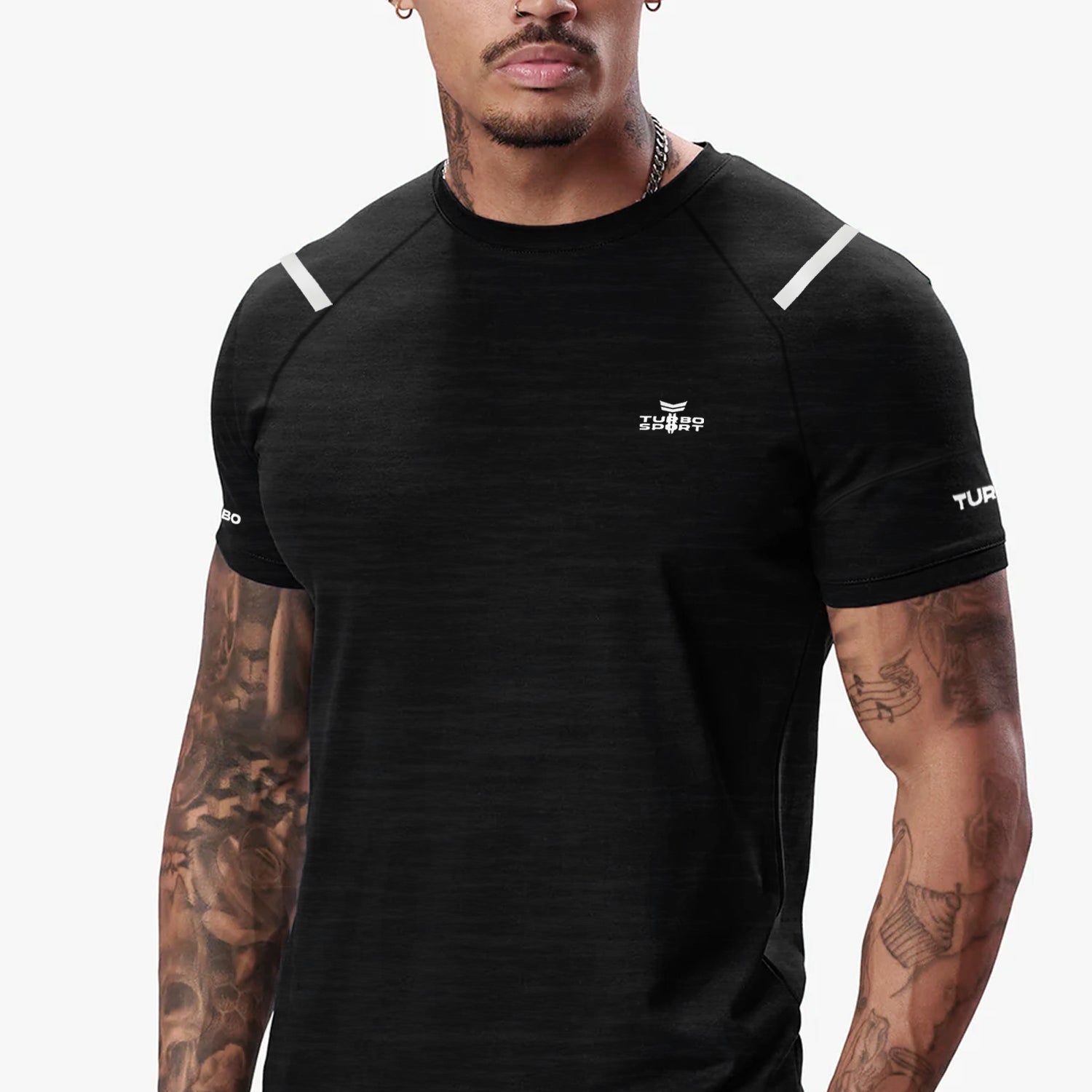 Turbo Sport Shoulder Striped Breathable Dry-Fit Tee