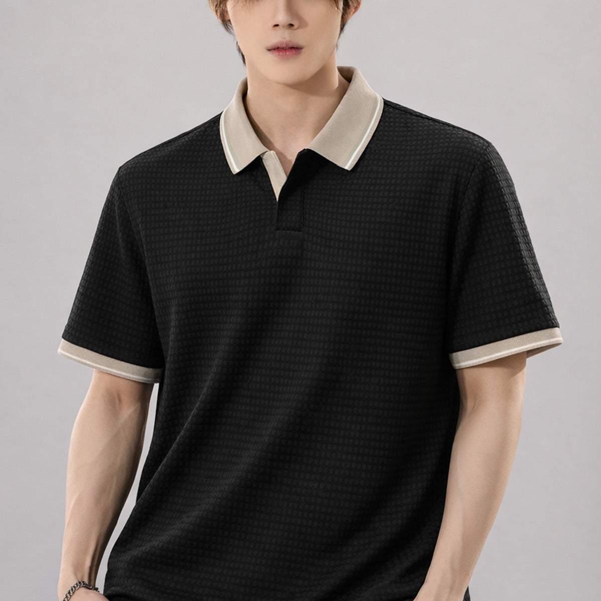 Turbo V Neck Collared Polo Men's T-Shirt