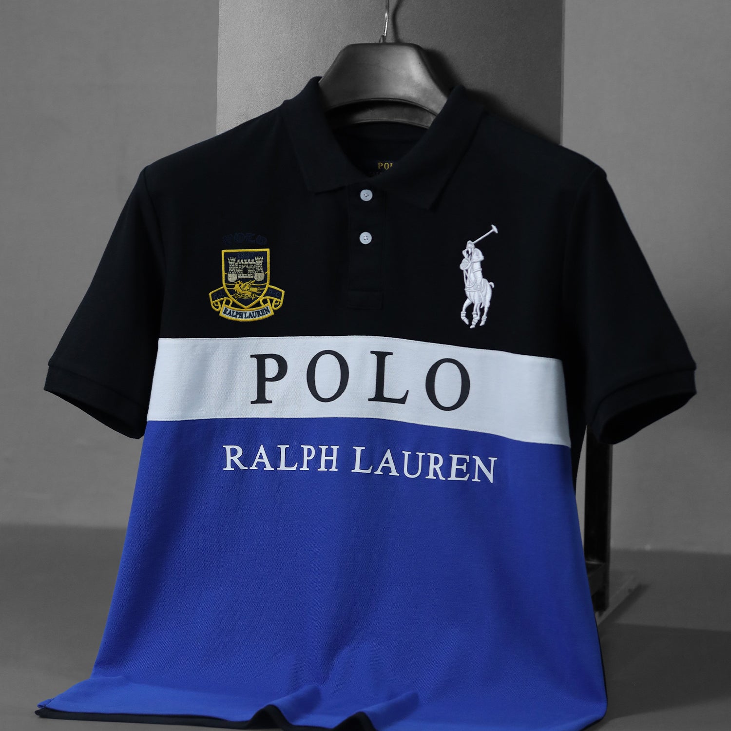 Plo Rph Lren Custom Fit In Two-Tone Men's Polo Shirt