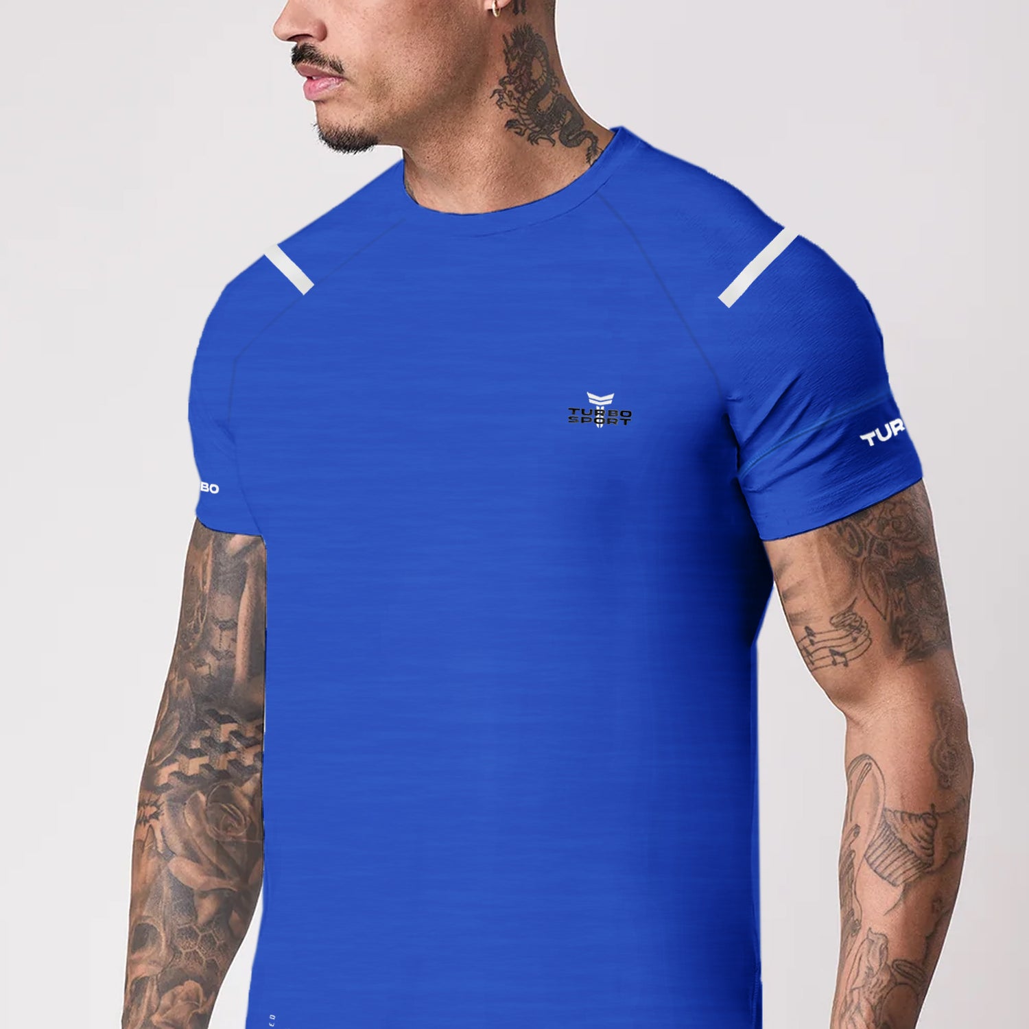 Turbo Sport Shoulder Striped Breathable Dry-Fit Tee