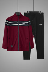 Turbo Color-Block Panel Standing Collar Zipper Tracksuit