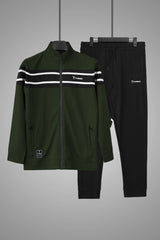 Turbo Color-Block Panel Standing Collar Zipper Tracksuit
