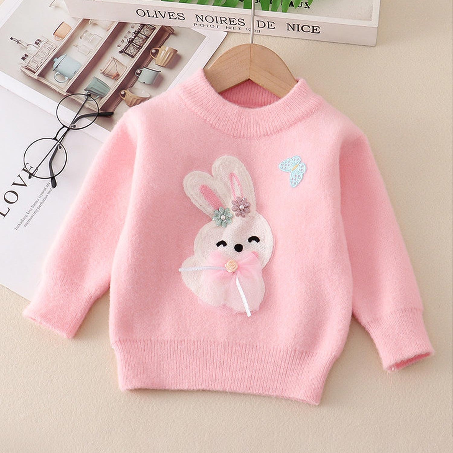 Toddler Girls Bunny Imported Kids Sweater