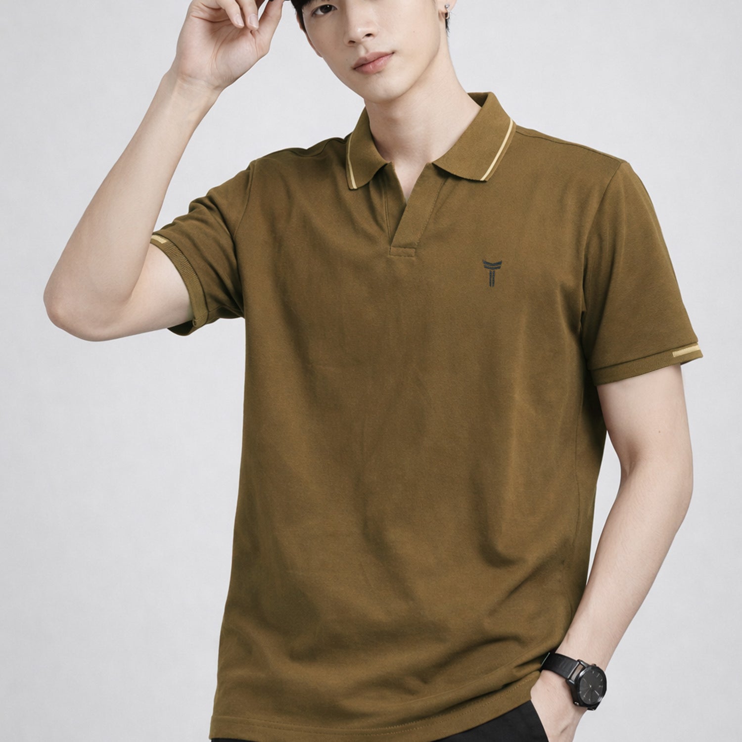 Turbo Waffle Knit Texture Men's Polo T-Shirt