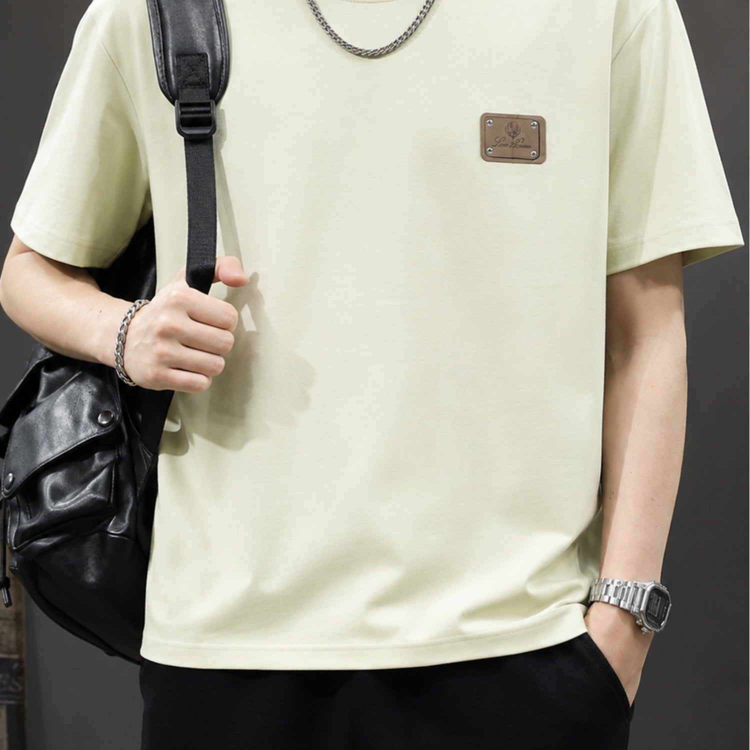 Lro Piana Distinctive Logo Patch Men's T-Shirt