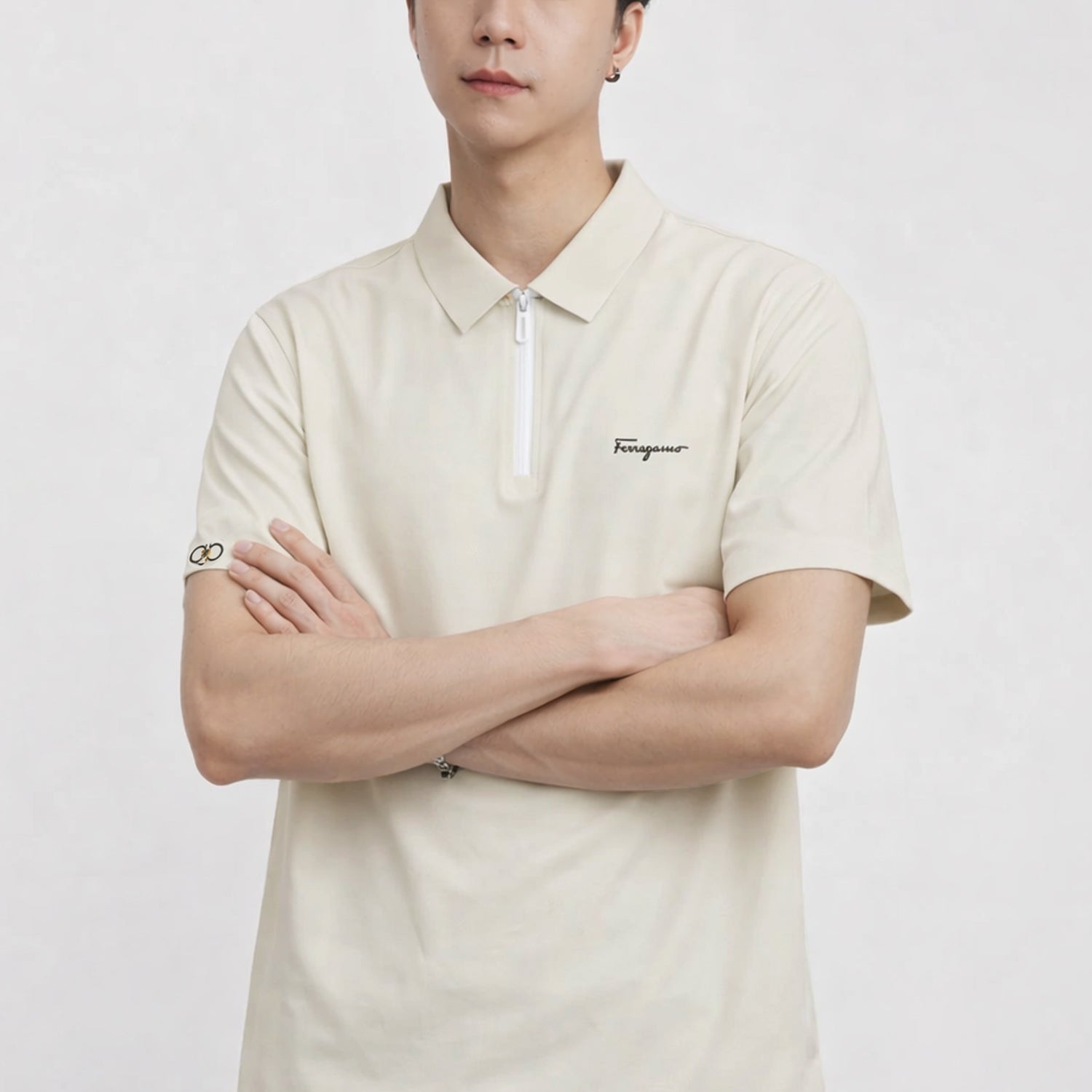 Fergmo Zipper Closure Style Men's Polo Shirt