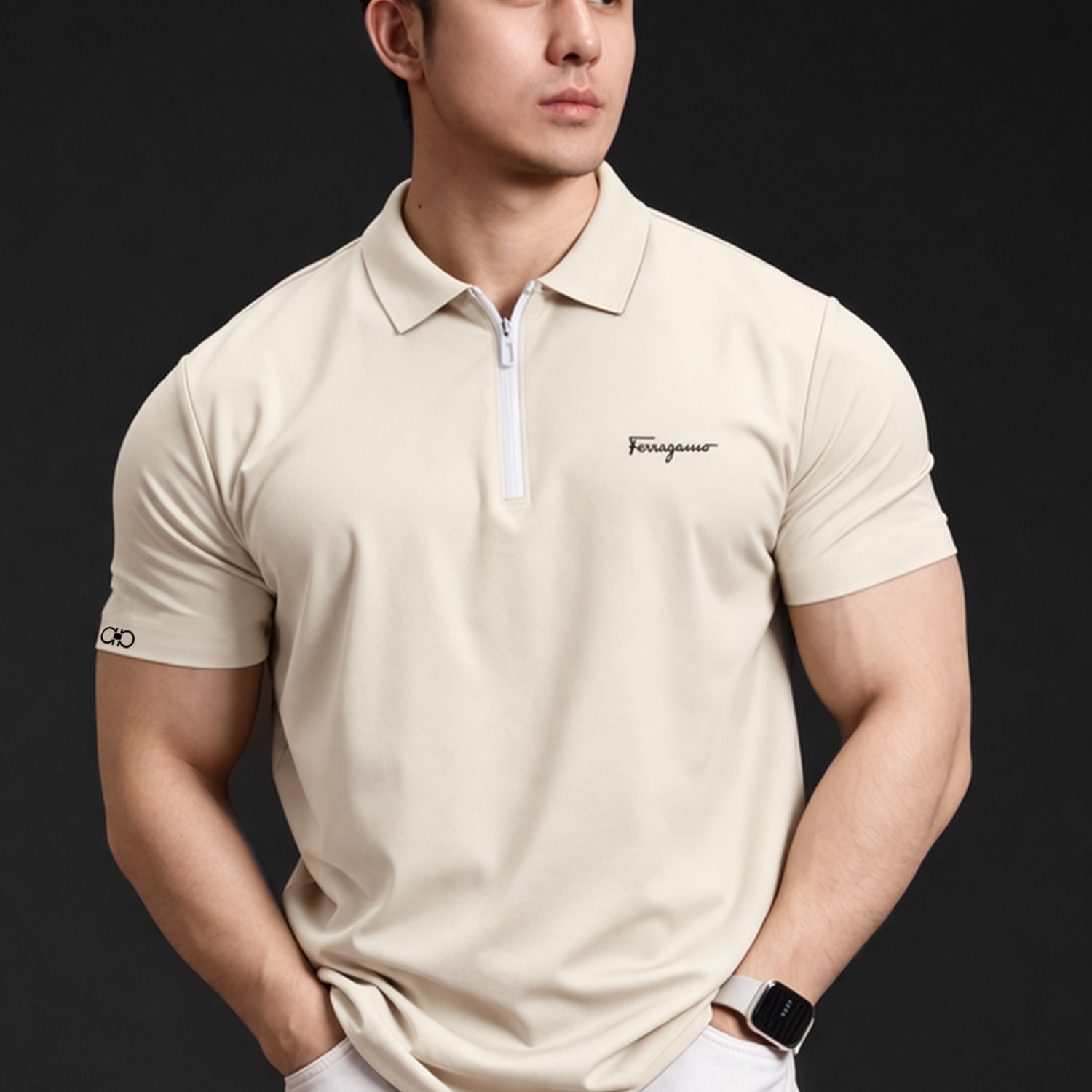 Fergmo Zipper Closure Style Men's Polo Shirt