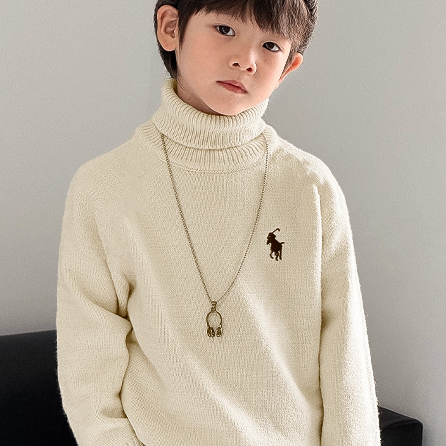 Polo Plain Pattern Imported Kids High Neck