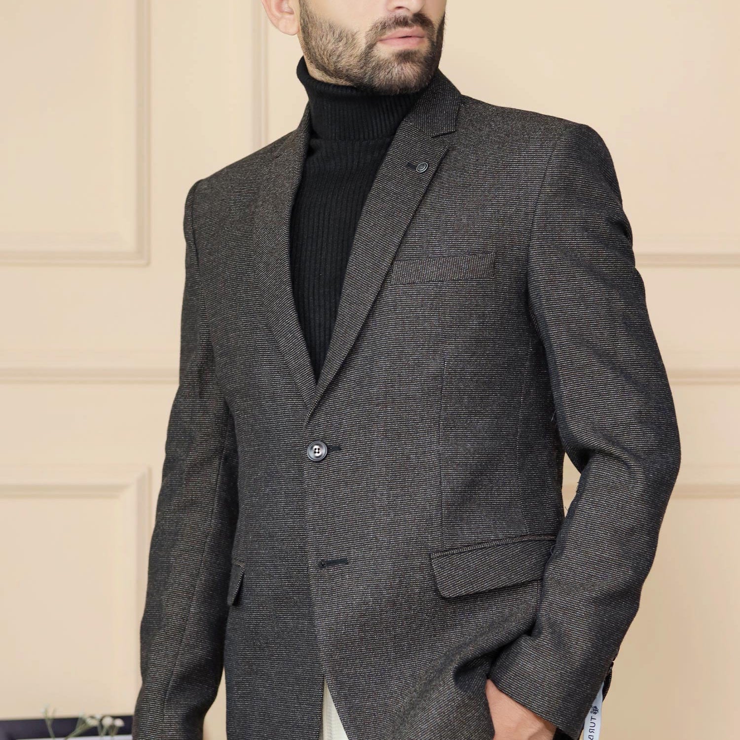 Classic Rich Sharp Texture Pattern Men Blazer