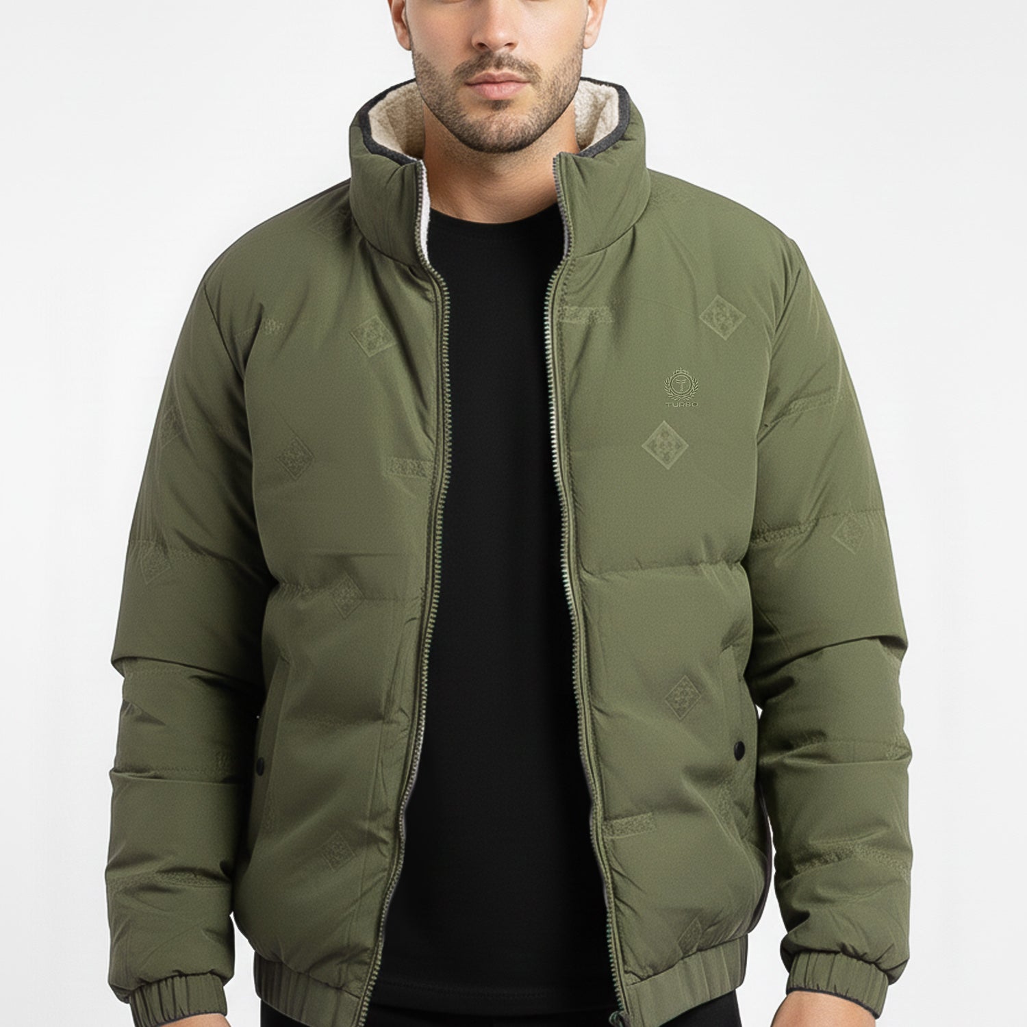 Synthetic Sherpa Collar Men's Imported Puffer Jacket