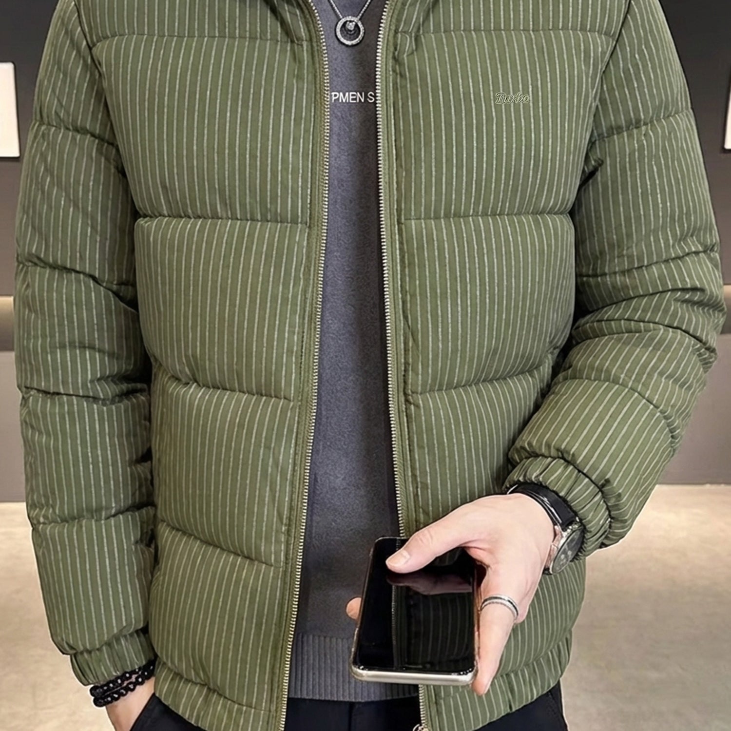 Turbo Lining Pattern Style Men's Imported Puffer Jacket